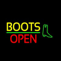 Yellow Boots Open With Logo Leuchtreklame