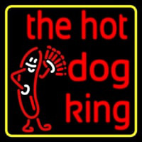 Yellow Border Red The Hot Dog King Leuchtreklame