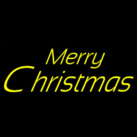 Yellow Cursive Merry Christmas Leuchtreklame