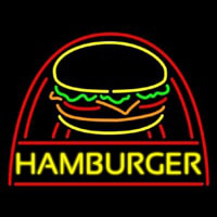 Yellow Hamburger With Logo Leuchtreklame