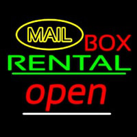 Yellow Mail Block Bo  Rental Open 2 Leuchtreklame