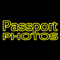 Yellow Passport Photos Block Leuchtreklame