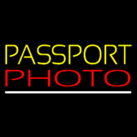 Yellow Passport Red Photo White Line Leuchtreklame