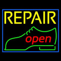 Yellow Repair Shoe Logo Open Leuchtreklame