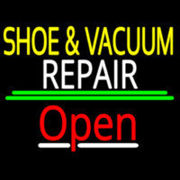 Yellow Shoe And Vacuum White Repair Open Leuchtreklame