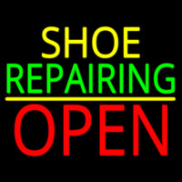 Yellow Shoe Green Repairing Open Leuchtreklame