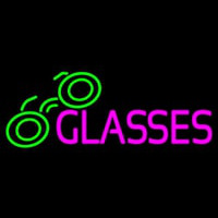 Pink Glasses Green Logo Leuchtreklame