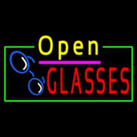 Yellow Open Glasses Logo Leuchtreklame