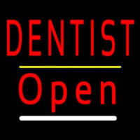 Dentist Open Yellow Line Leuchtreklame