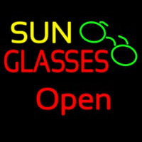 Yellow Sun Red Glasses Logo Open Leuchtreklame