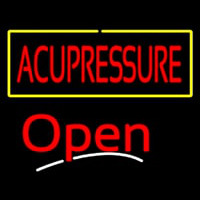 Red Acupressure Yellow Border White Line Open Leuchtreklame