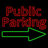 Red Public Parking With Arrow Leuchtreklame