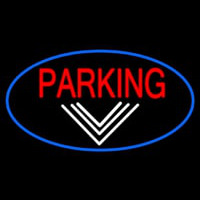 Parking And Down Arrow Oval With Blue Border Leuchtreklame