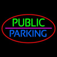 Public Parking Oval With Red Border Leuchtreklame