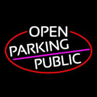 White Open Parking Public Oval With Red Border Leuchtreklame