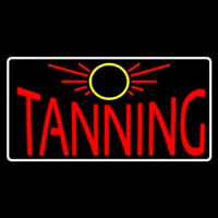 Red Tanning With Sun Logo Leuchtreklame