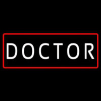 White Doctor Red Border Leuchtreklame